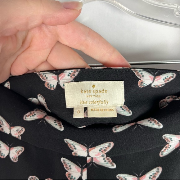 Kate Spade Black Butterfly Print Ankle Cropped Crepe Slack Hidden Zip Slacks 0 - Picture 4 of 7